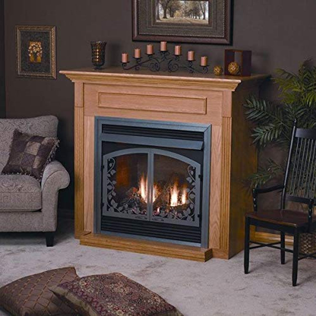 Empire Standard Cabinet Mantel With Base - Oak - Embf1So