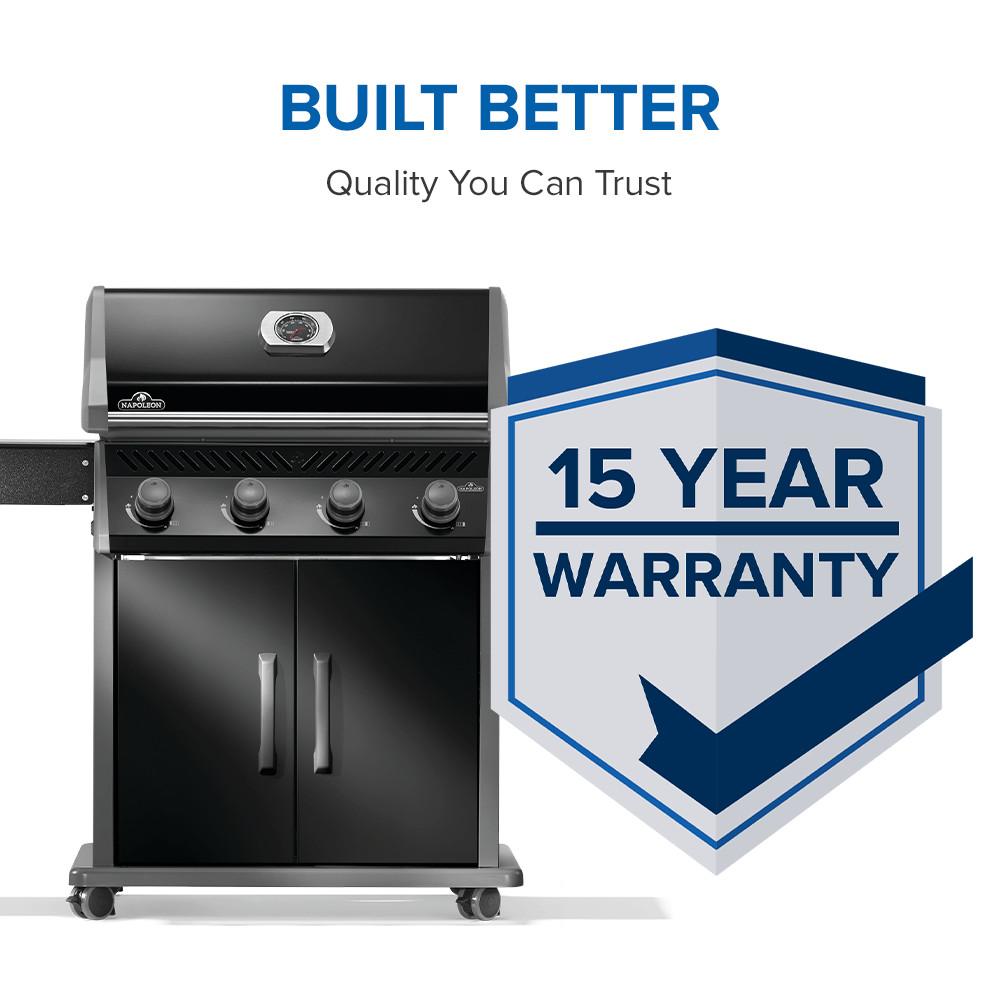 Napoleon Rogue 525 NG Grill, Black with cast iron grates