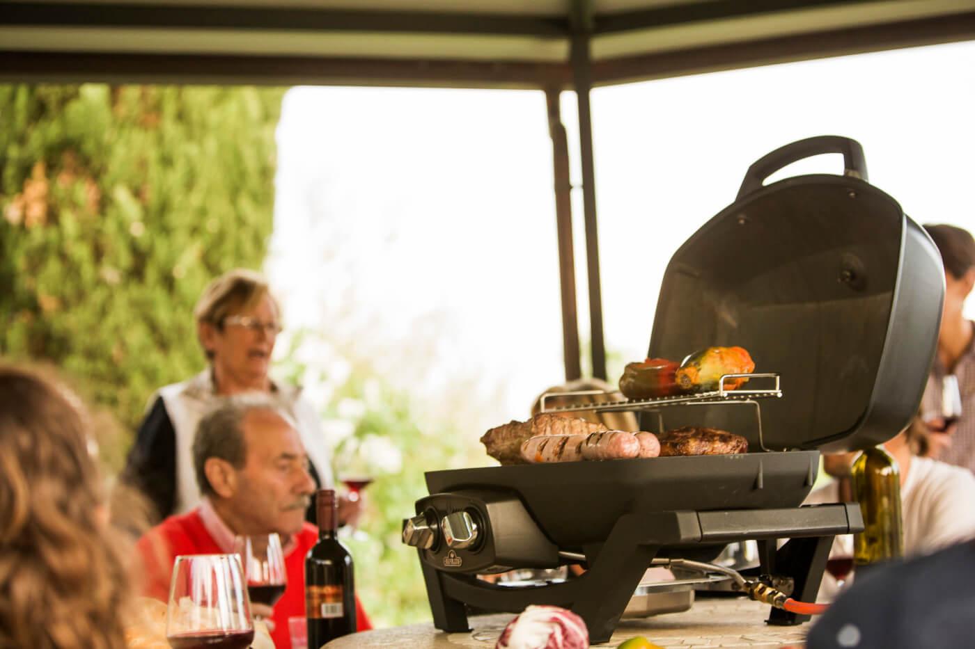 Napoleon TravelQ PRO285X Portable LP Gas Grill with Scissor Cart, Black
